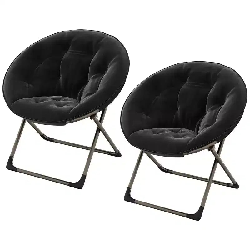 Comfy Saucer Chairs, Folding Reading Lounge Chair, Cozy Faux Fur Living Room Chair with Soft Thick Padded Seat & Metal Frame,Modern Style Bedroom Home