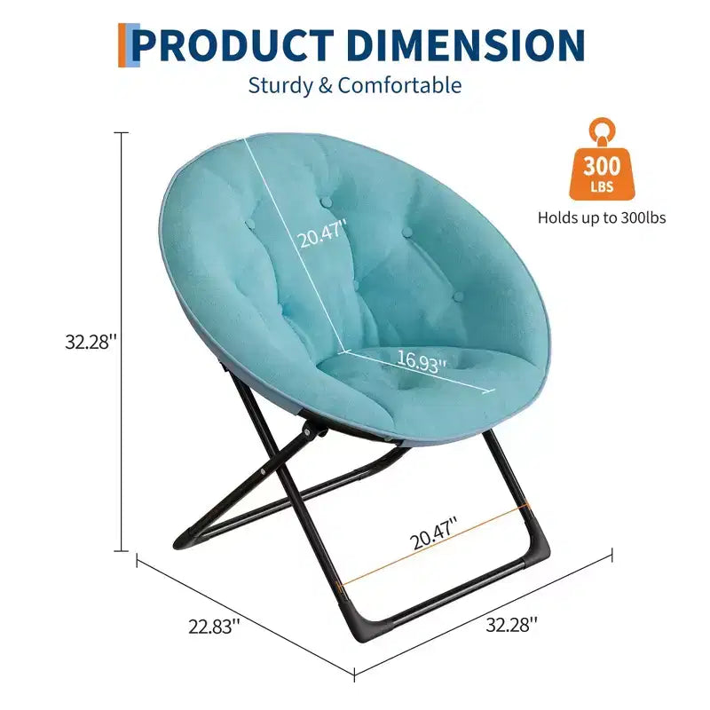 Comfy Saucer Chairs, Folding Reading Lounge Chair, Cozy Faux Fur Living Room Chair with Soft Thick Padded Seat & Metal Frame,Modern Style Bedroom Home
