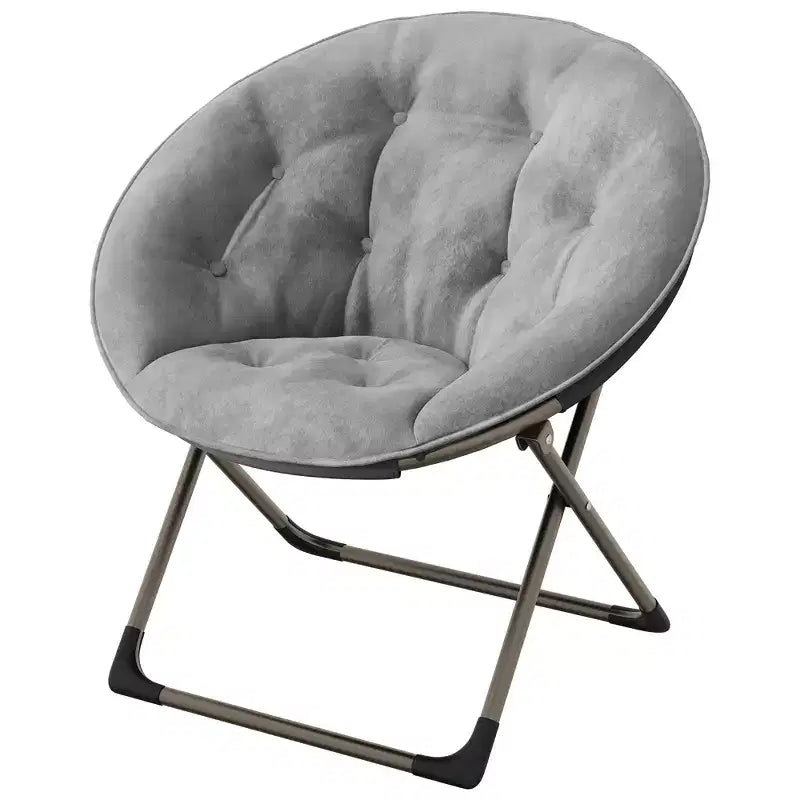 Comfy Saucer Chairs, Folding Reading Lounge Chair, Cozy Faux Fur Living Room Chair with Soft Thick Padded Seat & Metal Frame,Modern Style Bedroom Home