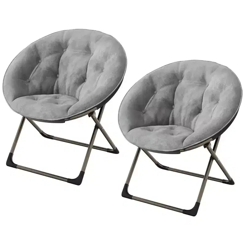 Comfy Saucer Chairs, Folding Reading Lounge Chair, Cozy Faux Fur Living Room Chair with Soft Thick Padded Seat & Metal Frame,Modern Style Bedroom Home