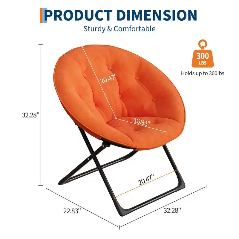 Comfy Saucer Chairs, Folding Reading Lounge Chair, Cozy Faux Fur Living Room Chair with Soft Thick Padded Seat & Metal Frame,Modern Style Bedroom Home