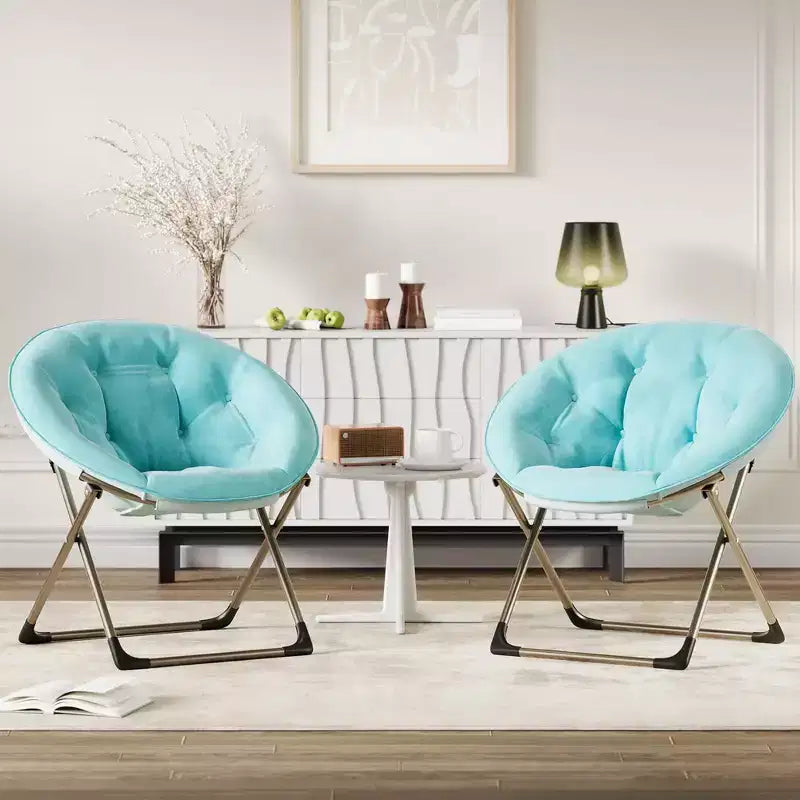 Comfy Saucer Chairs, Folding Reading Lounge Chair, Cozy Faux Fur Living Room Chair with Soft Thick Padded Seat & Metal Frame,Modern Style Bedroom Home