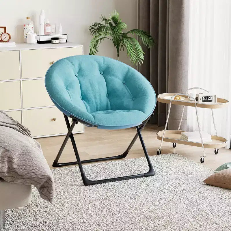 Comfy Saucer Chairs, Folding Reading Lounge Chair, Cozy Faux Fur Living Room Chair with Soft Thick Padded Seat & Metal Frame,Modern Style Bedroom Home