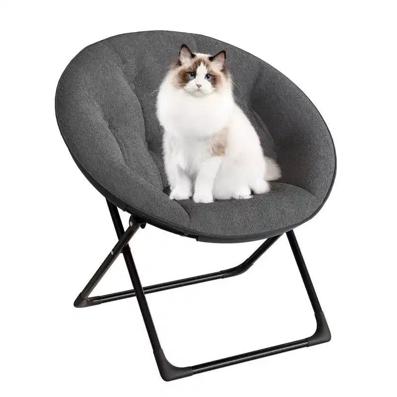 Comfy Saucer Chairs, Folding Reading Lounge Chair, Cozy Faux Fur Living Room Chair with Soft Thick Padded Seat & Metal Frame,Modern Style Bedroom Home