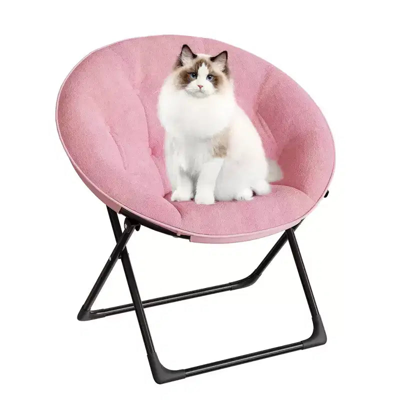 Comfy Saucer Chairs, Folding Reading Lounge Chair, Cozy Faux Fur Living Room Chair with Soft Thick Padded Seat & Metal Frame,Modern Style Bedroom Home