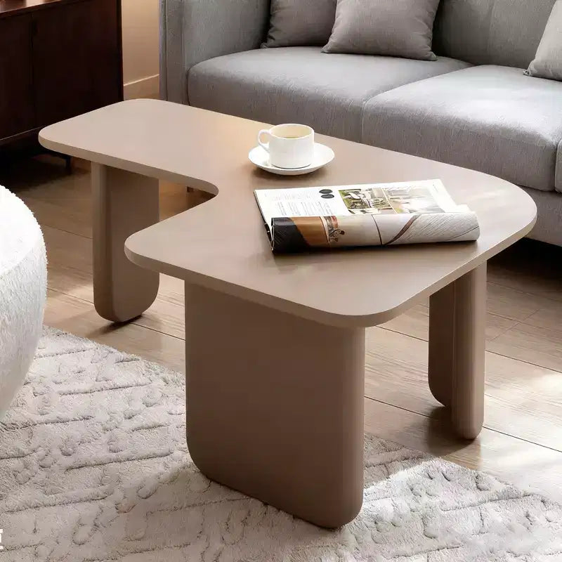 35 L-Shape Modern Coffee Table Khaki Green Paint Multi-Layer Free-Combo Corner White