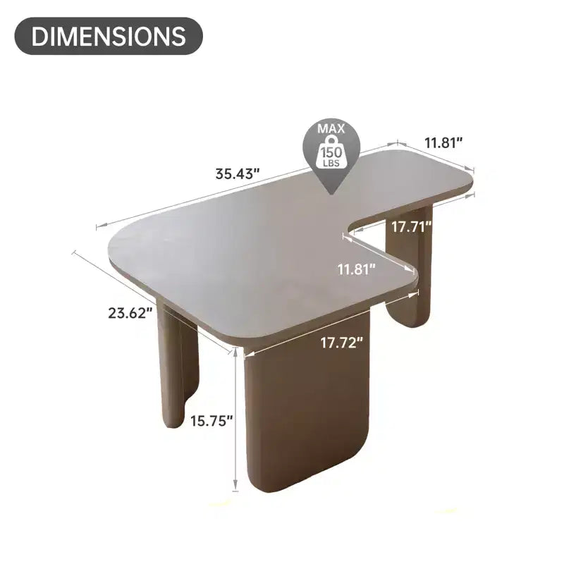 35 L-Shape Modern Coffee Table Khaki Green Paint Multi-Layer Free-Combo Corner White