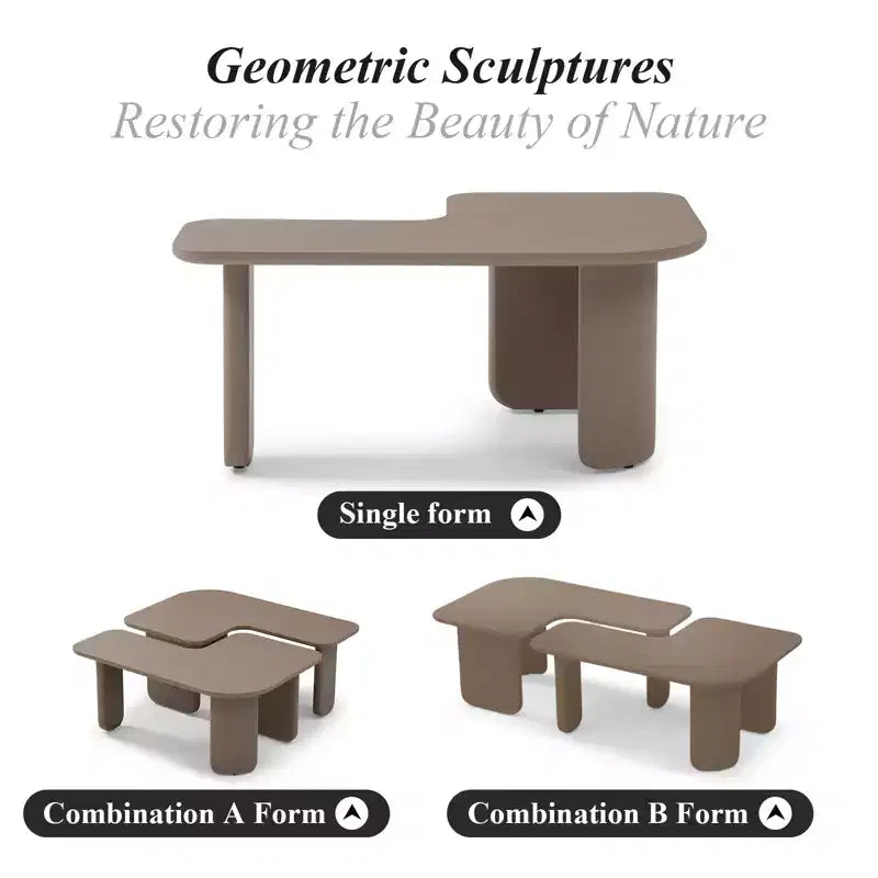 35 L-Shape Modern Coffee Table Khaki Green Paint Multi-Layer Free-Combo Corner White