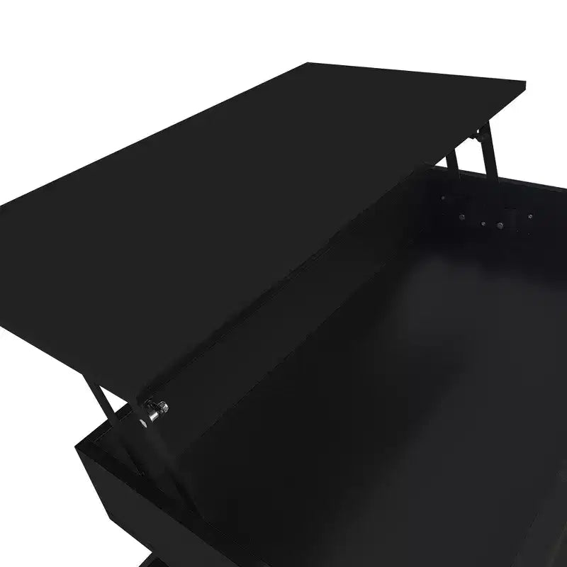 Modern Lift Top Coffee Table with Drawers, Square Center Table with Glass Top, Coffee Table with Hidden Space and LED Lights for Living Room