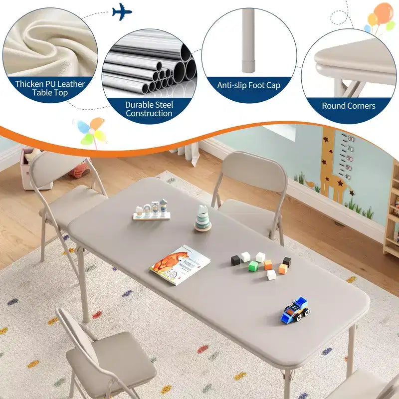 Kids Folding Table Only for Activities, Toddler Play Table for Learning and Crafts in Playroom, Classroom