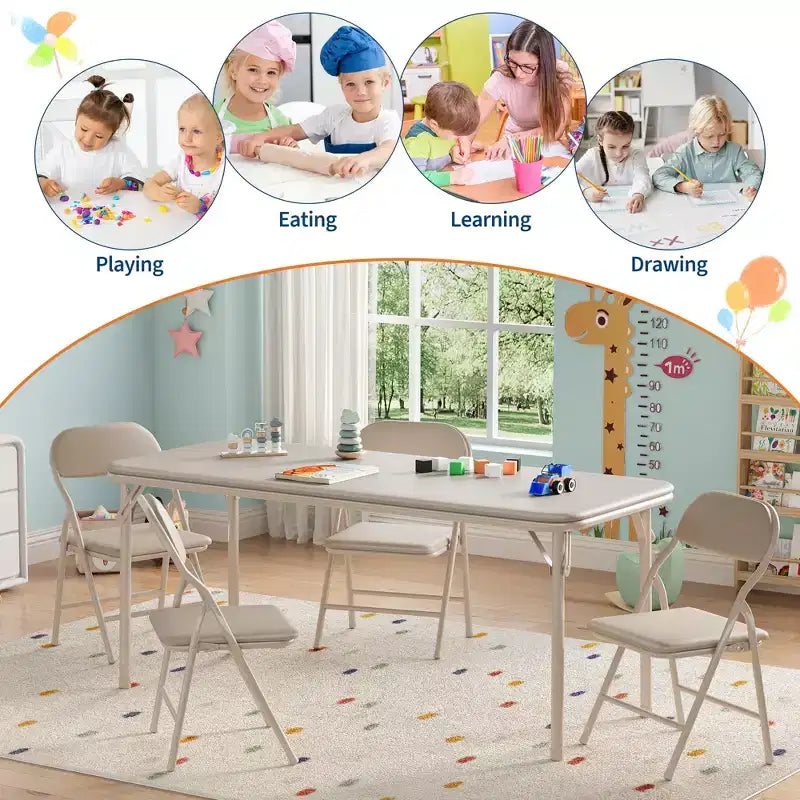Kids Folding Table Only for Activities, Toddler Play Table for Learning and Crafts in Playroom, Classroom