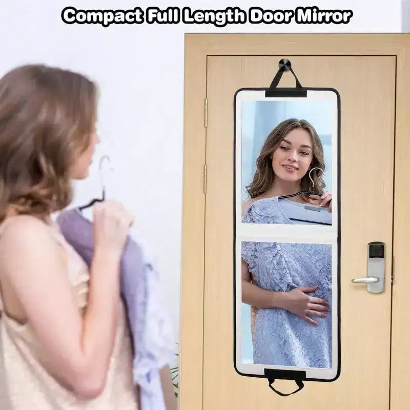 Folding Door Mirror Full Length 33x13 in White Shatterproof Foldable Full Body Mirror for Guest Room RV
