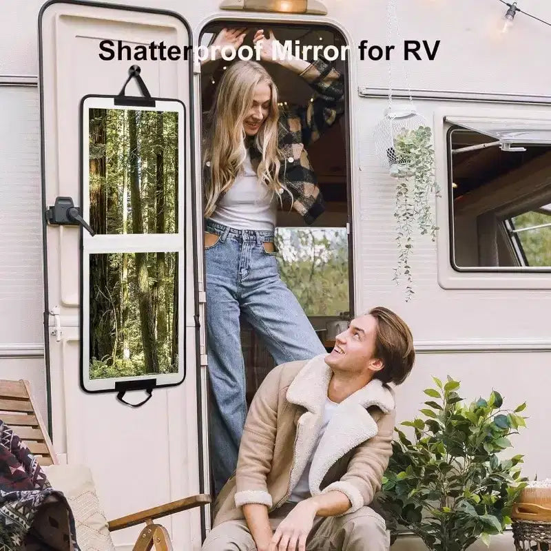 Folding Door Mirror Full Length 33x13 in White Shatterproof Foldable Full Body Mirror for Guest Room RV