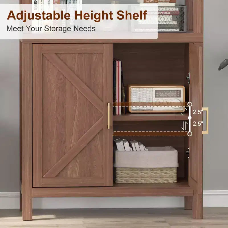 Bookshelf 5 Tier Book Shelf , 71 Tall Bookcase with Storage Space & Shelves, Farmhouse Bookcases for Living Room Home Office Kitchen