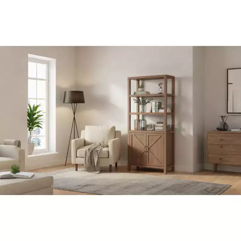 Bookshelf 5 Tier Book Shelf , 71 Tall Bookcase with Storage Space & Shelves, Farmhouse Bookcases for Living Room Home Office Kitchen